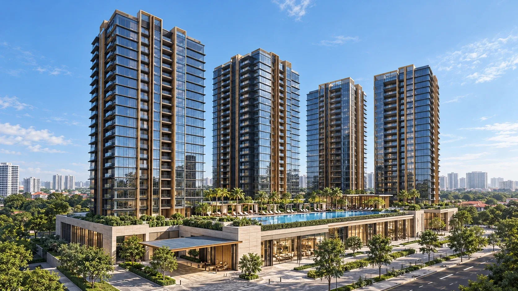 Artist's impression of the Linktown Residence towers at Hougang Central