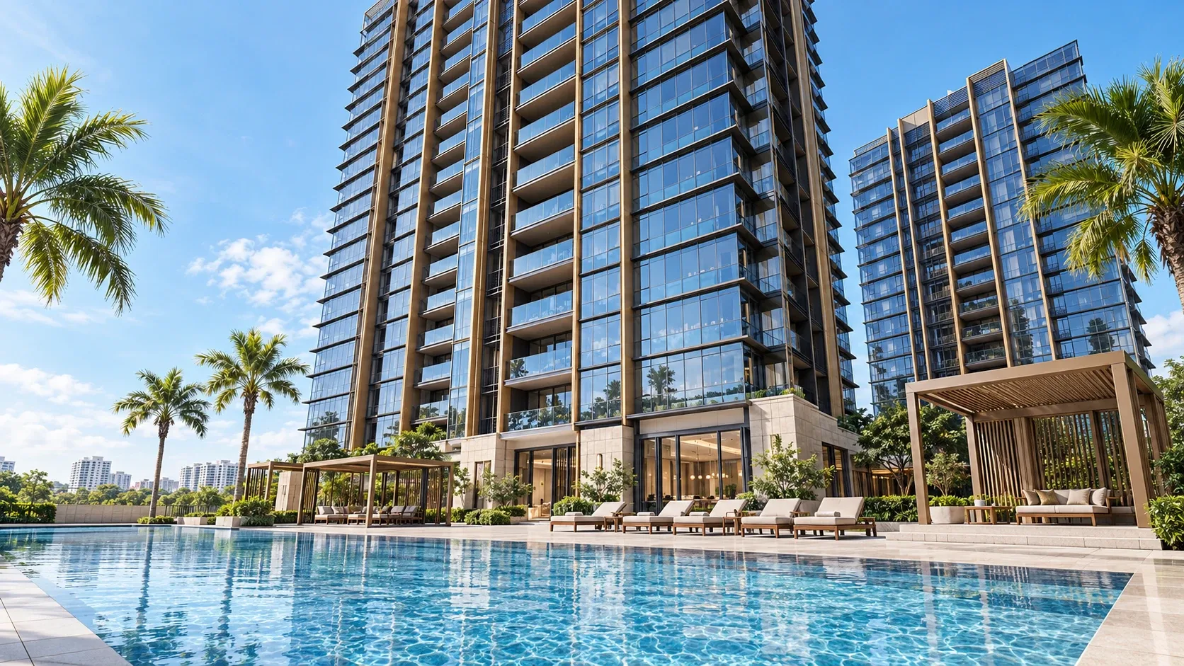 Artist's impression of the pool deck at Linktown Residence
